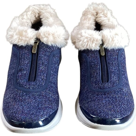 BZees Golden Zip Bootie Faux Fur Accent Sz 9-9.5 Navy Blue #74R - Picture 2 of 9